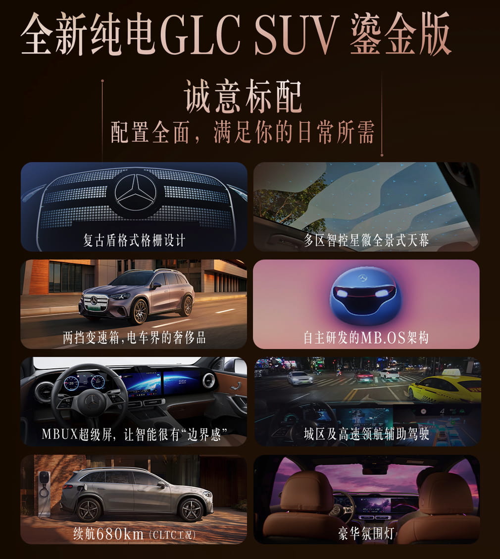 29.99万起！全新奔驰纯电GLC SUV正式上市，800V架构+最高703km续航